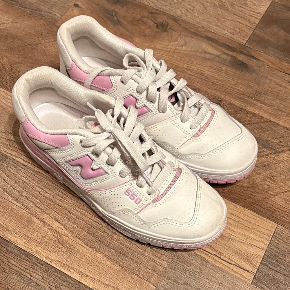 New Balance Women's Pink and Cream Sneakers